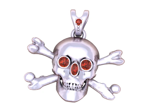 Totenkopf-Anh&auml;nger mit gekreuzten Knochen 3D Druckmodell