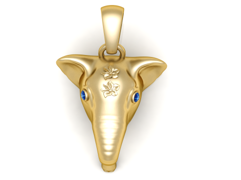 Elegante pingente de cabe&ccedil;a de elefante Modelo de Impressão 3D