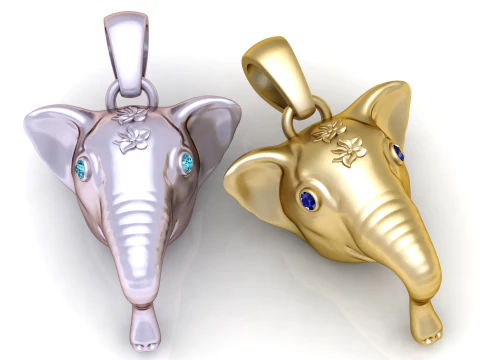 Elegant Elephant Head Pendant 3D Print Model