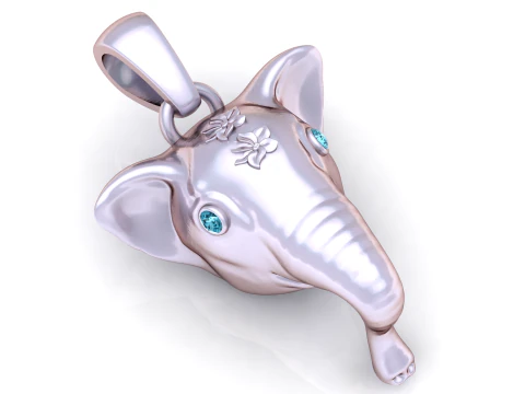 Elegant Elephant Head Pendant 3D Print Model