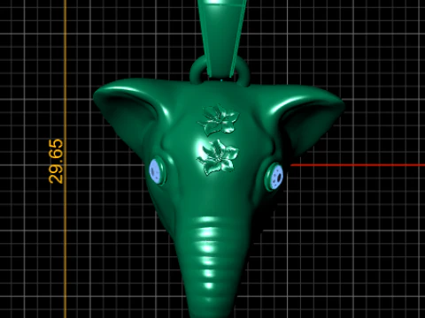 Elegant Elephant Head Pendant 3D Print Model