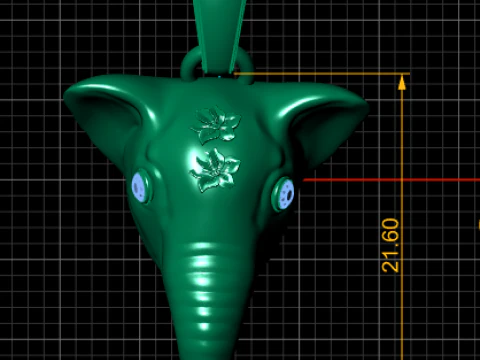 Elegant Elephant Head Pendant 3D Print Model