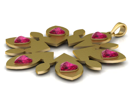 Pingente Mandala Cora&ccedil;&atilde;o Floral Modelo de Impressão 3D