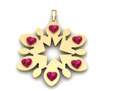 Floral Heart Mandala Pendant 3D Print Model