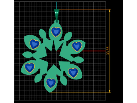 Floral Heart Mandala Pendant 3D Print Model