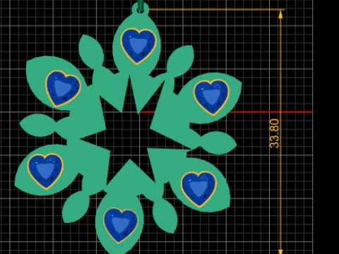 Floral Heart Mandala Pendant 3D Print Model
