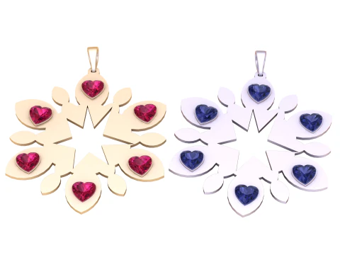 Floral Heart Mandala Pendant 3D Print Model