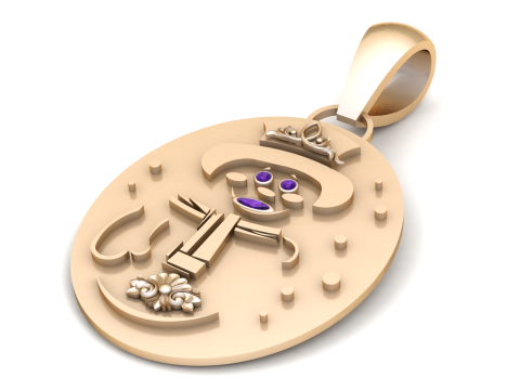 Stilize Kız Madalyon Kolye 3D Baskı Modeli