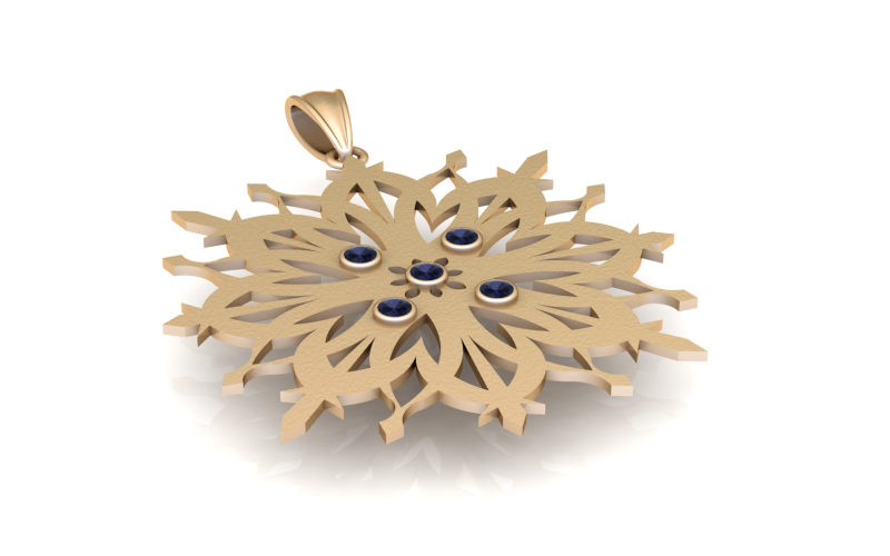 Floral Snowflake Mandala Pendant 3D Print Model .c4d .max .obj .3ds .fbx .stl .blend 