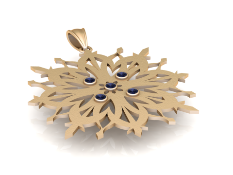 Pingente Mandala Floral Floco de Neve Modelo de Impressão 3D