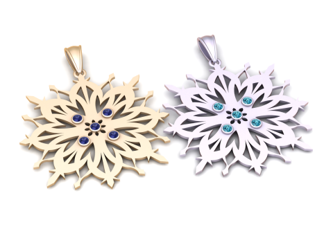 Floral Snowflake Mandala Pendant 3D Print Model