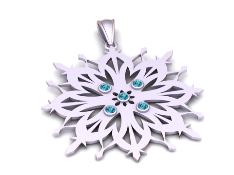 Floral Snowflake Mandala Pendant 3D Print Model