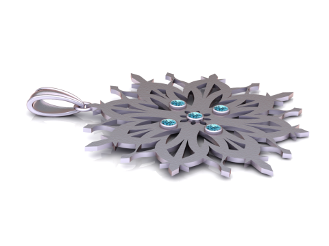 Floral Snowflake Mandala Pendant 3D Print Model