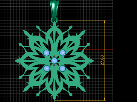 Floral Snowflake Mandala Pendant 3D Print Model