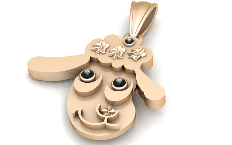 Cute Bunny Face Pendant 3D Print Model .c4d .max .obj .3ds .fbx .stl .blend 