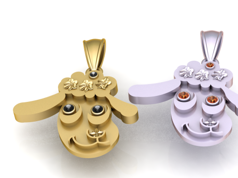 Cute Bunny Face Pendant 3D Print Model