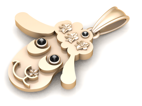 Cute Bunny Face Pendant 3D Print Model