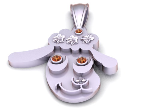 Cute Bunny Face Pendant 3D Print Model