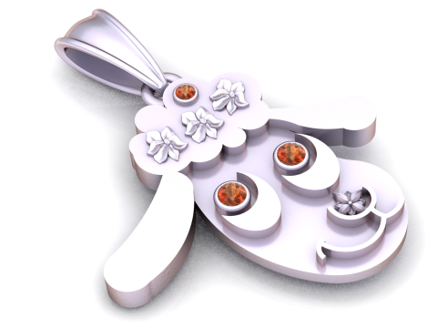 Cute Bunny Face Pendant 3D Print Model