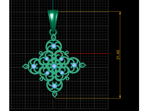 Verzierter floraler Gitteranh&auml;nger 3D Druckmodell