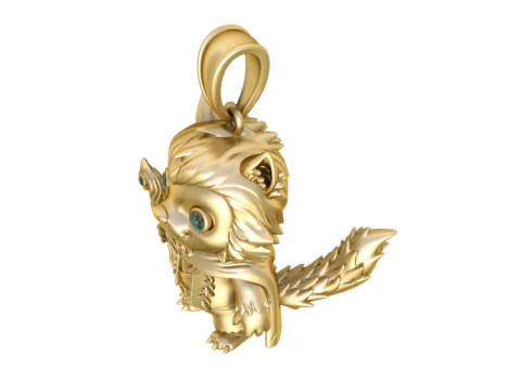 Fantasy Wolf Wizard Charm Pendant 3D Print Model