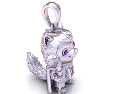 Fantasy Wolf Wizard Charm Pendant 3D Print Model