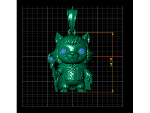 Fantasy Wolf Wizard Charm Pendant 3D Print Model