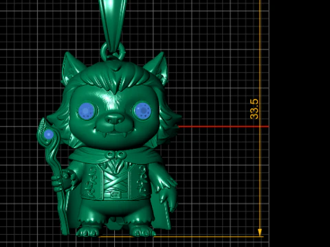Fantasy Wolf Wizard Charm Pendant 3D Print Model