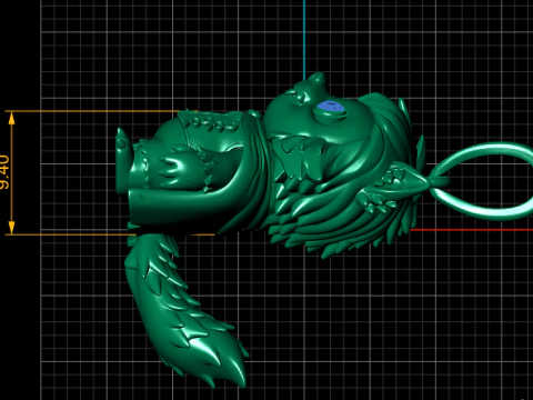 Fantasy Wolf Wizard Charm Pendant 3D Print Model