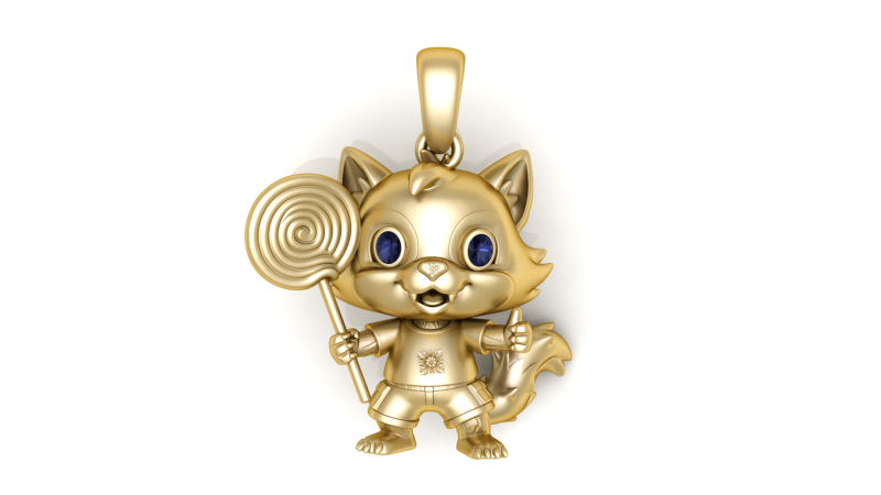 Cute Fox Candy Charm Pendant 3D Print Model .c4d .max .obj .3ds .fbx .stl .blend