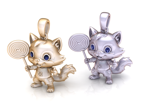 Cute Fox Candy Charm Pendant 3D Print Model