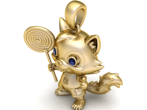 Cute Fox Candy Charm Pendant 3D Print Model