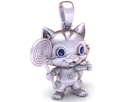 Cute Fox Candy Charm Pendant 3D Print Model
