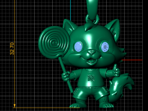 Cute Fox Candy Charm Pendant 3D Print Model