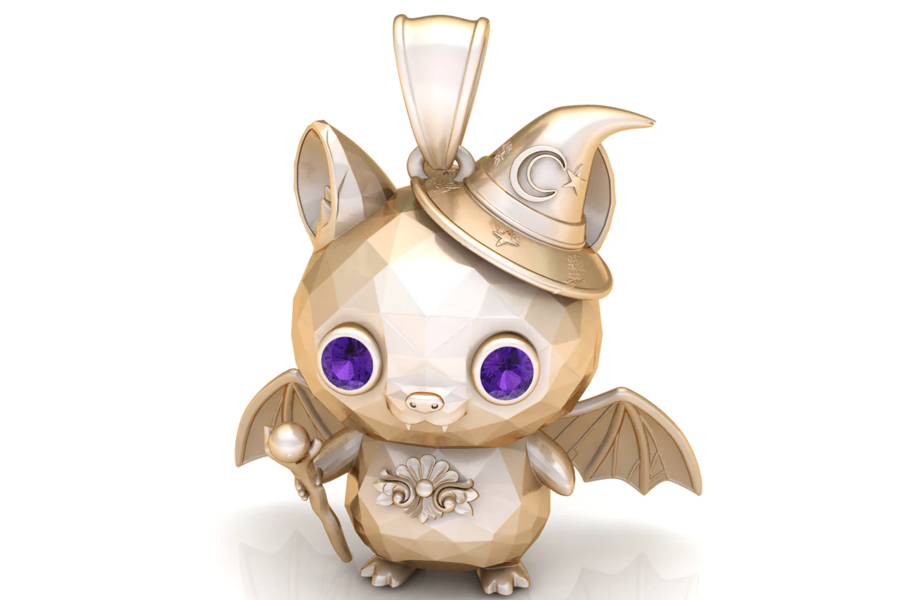 Mystic Wizard Bat Pendant 3D Print Model .c4d .max .obj .3ds .fbx .stl .blend 
