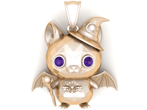 Mystic Wizard Bat Pendant 3D Print Model