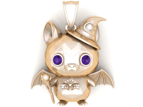 Mystic Wizard Bat Pendant 3D Print Model