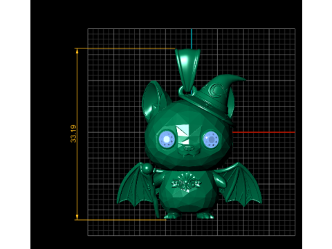 Mystic Wizard Bat Pendant 3D Print Model