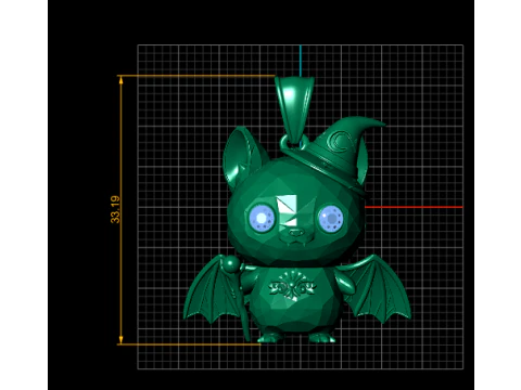 Mystic Wizard Bat Pendant 3D Print Model