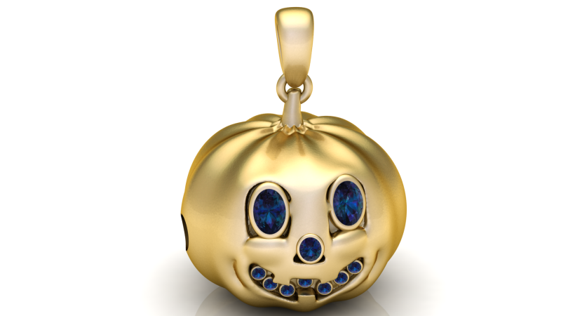 Cute Pumpkin Face Pendant 3D Print Model .c4d .max .obj .3ds .fbx .stl .blend