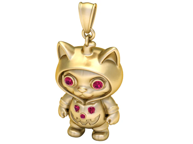 Cute Kitty Hoodie Pendant 3D Print Model .c4d .max .obj .3ds .fbx .stl .blend 