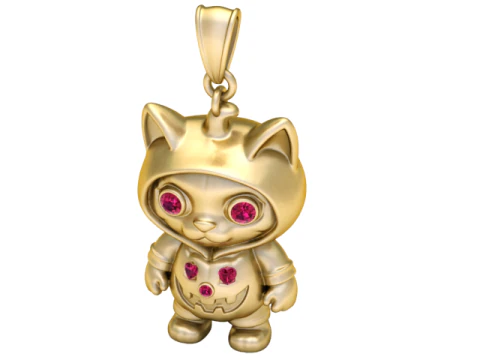 Підвіска з капюшоном «Симпатична кошеня». 3D Принт Модель