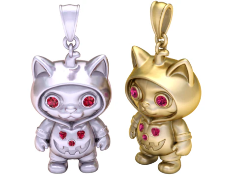 Cute Kitty Hoodie Pendant 3D Print Model