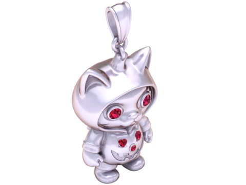Cute Kitty Hoodie Pendant 3D Print Model