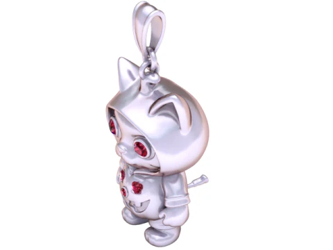 Cute Kitty Hoodie Pendant 3D Print Model