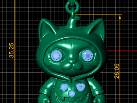 Cute Kitty Hoodie Pendant 3D Print Model