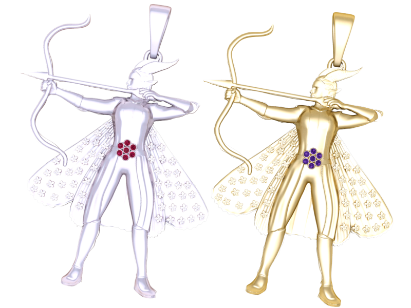 Mythic Archer Pendant 3D Print Model .c4d .max .obj .3ds .fbx .stl .blend 