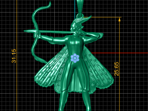 Mythic Archer Pendant 3D Print Model