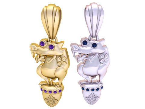 Cute Crocodile Character Pendant 3D Print Model