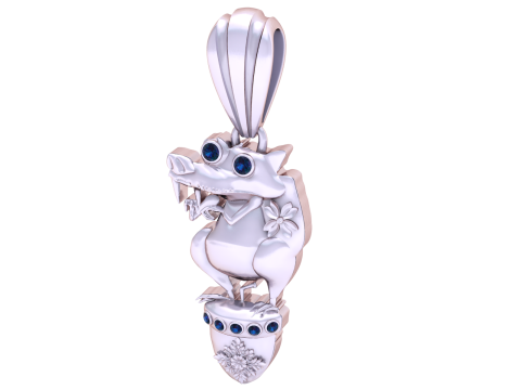 Cute Crocodile Character Pendant 3D Print Model